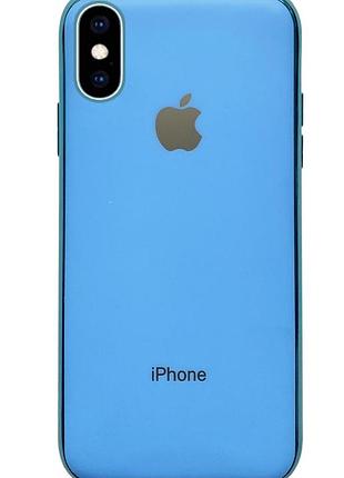 Чохол silicone glass case для iphone xs max (12) blue блакитний