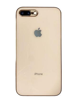 Чехол кадратный silicone glass case для iphone 8 plus (03) rose gold розовый