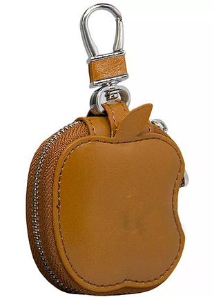 Чехол leather case кожа для airpods button brown (5) коричневый
