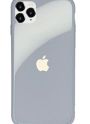Чехол стеклянный glass case для iphone 11 pro max (06) mist blue голубой