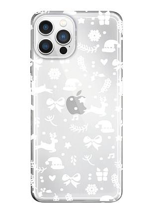 Чехол прозрачный новогодний clear для iphone 12 pro (10) новогодние настроение