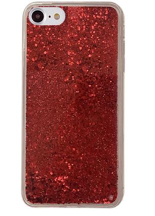Чехол silicone с блестками для iphone 8 (04) red красный