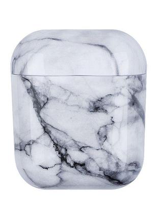 Чехол для наушников airpods case мрамор white black (918) черно белый