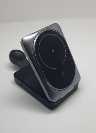 Индукционная беспроводная магнитная зарядная станция iphone, airpods, apple watch.
