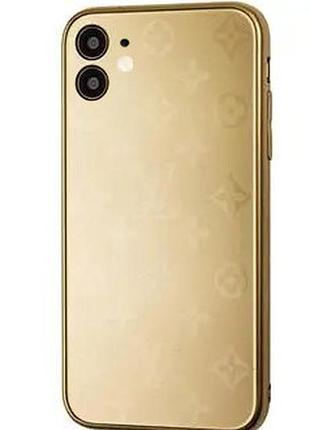Чохол скляний glass case louis vuitton луї вітон для iphone 12 (07) gold золото