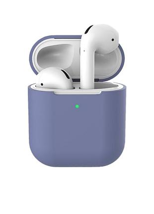 Чехол silicone case soft для airpods blue gray (17) серо голубой