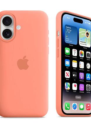 Чехол kassel silicone full case protective для iphone 16 с микрофиброй оранжевый begonia