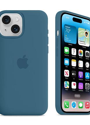 Чохол kassel silicone full case protective для iphone 15 з мікрофіброю синій blue fog