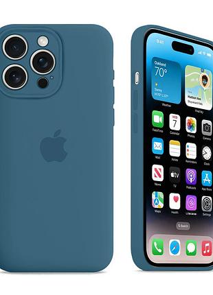 Чехол с защитой камеры kassel silicone camera protective для iphone 15 pro (74) синий blue fog