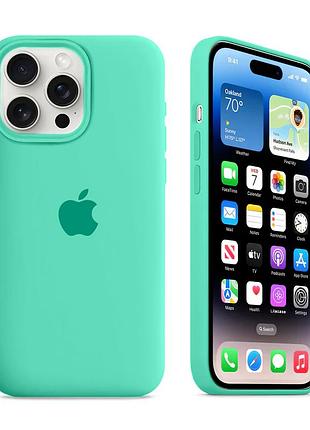 Чохол kassel silicone full case protective для iphone 14 pro max з мікрофіброю світло-зелений spearmint