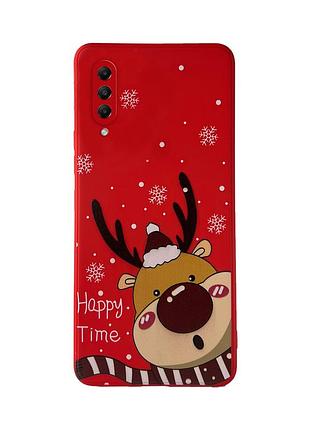 Чохол новорічний tpu для samsung a50 (01) червоний олень happy time