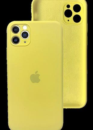 Чохол silicone case full camera protective для iphone 11 pro flash лимонний