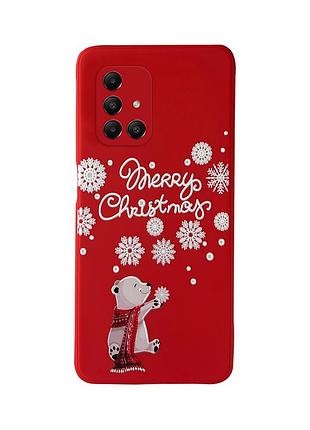 Чехол новогодний tpu для samsung a31 (04) мишка merry christmas красный