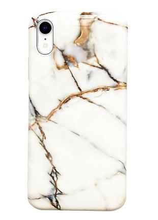 Чехол силиконовый мраморный для iphone xr (02) gold золотой