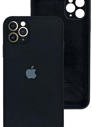 Чехол silicone case full camera protective для iphone 12 pro black чёрный