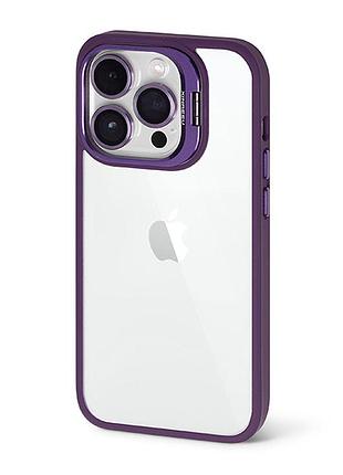 Чохол metal stand case with glass camera для iphone 14 pro — clay