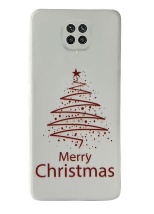 Чехол новогодний premium для xiaomi redmi note 9 pro (02) merry christmas tree белый