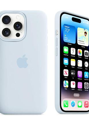 Чехол kassel silicone full case protective для iphone 16 pro с микрофиброй голубой mist blue