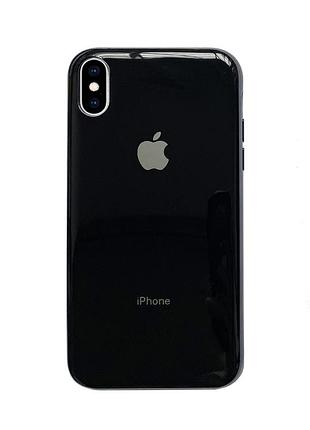 Чохол silicone glass case для iphone x/xs (05) black чорний