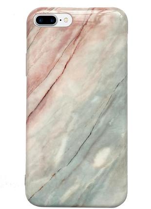 Чехол силиконовый мраморный для iphone 7 plus (04) rose blue розово голубой