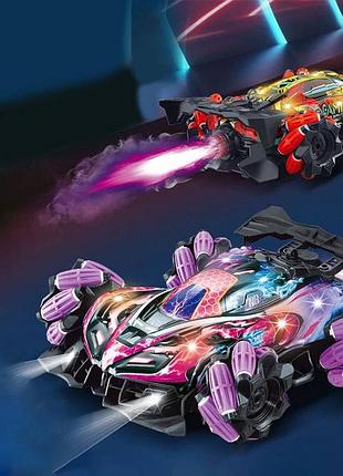 Трюкова радіокерована машинка spray racer з акумулятором і світловими ефектами фіолетова пластикова від 6 років