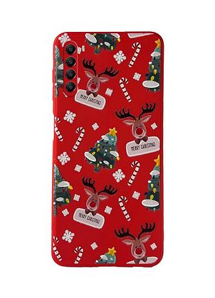 Чехол новогодний tpu для xiaomi redmi note 8t (08) елка merry christmas красный