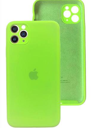 Чехол silicone case full camera protective для iphone 12 pro max party green ярко зеленый