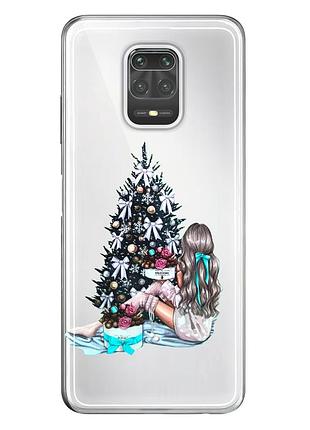 Чохол прозорий новорічний clear для xiaomi redmi note 9 pro (01) пара олені