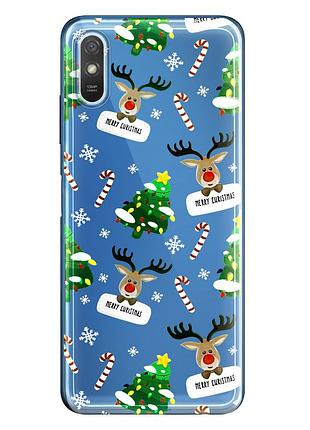Чохол прозорий новорічний clear для xiaomi redmi 9a (03) new year