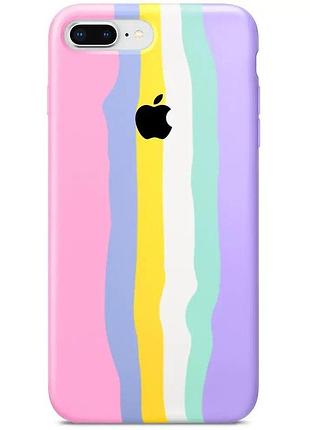 Чехол silicone rainbow case для iphone 8 plus (01) pink rainbow