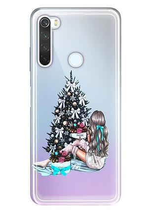 Чехол прозрачный новогодний clear для xiaomi redmi note 8t (02) новогодня настроение