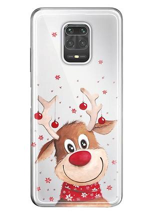 Чохол прозорий новорічний clear для xiaomi redmi note 9 pro (06) олень new year