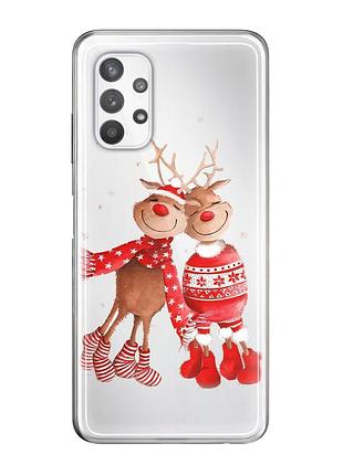 Чехол прозрачный новогодний clear для samsung a52 (01) пара олени