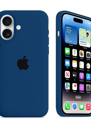 Чохол kassel silicone full case protective для iphone 16 з мікрофіброю темно-синій navy blue