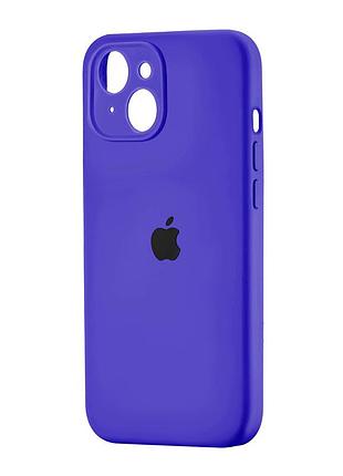 Чехол силиконовый противоударный с защитой камеры для iphone 14 темно-синий