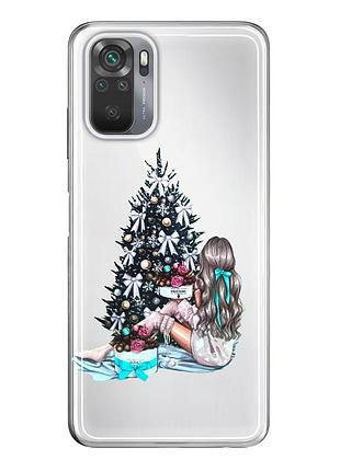Чехол прозрачный новогодний clear для xiaomi redmi note 10 (02) новогодня настроение