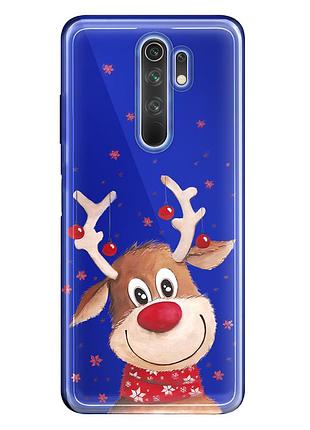 Чехол прозрачный новогодний clear для xiaomi redmi 9 (06) олень new year