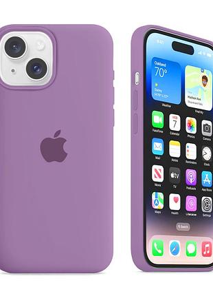 Чехол kassel silicone full case protective для iphone 14 с микрофиброй фиолетовый blueberry
