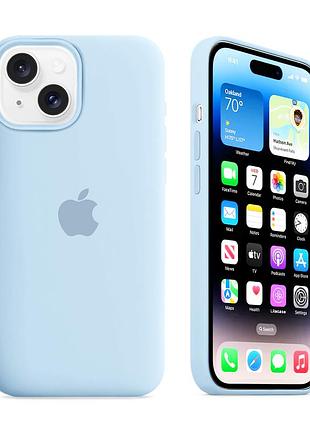 Чехол kassel silicone full case protective для iphone 14 с микрофиброй голубой sky blue