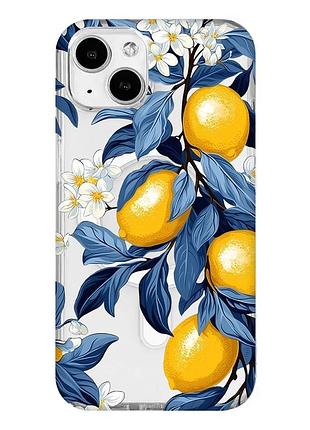 Магнитный чехол на iphone 15 с поддержкой magsafe лимонное дерево (принт 417)
