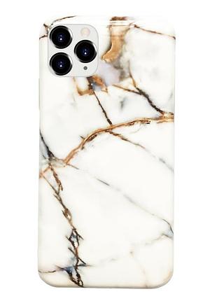 Чохол силіконовий мармуровий для iphone 11 pro max (02) gold золотий