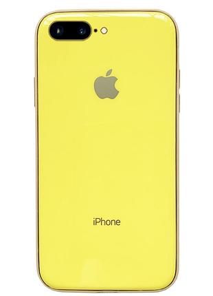 Чохол silicone glass case для iphone 8 plus (11) yellow жовтий