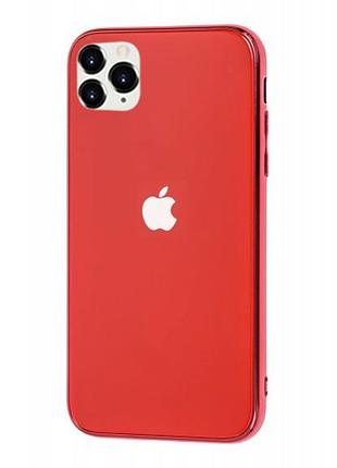Чохол скляний glass case для iphone 11 pro (01) red червоний