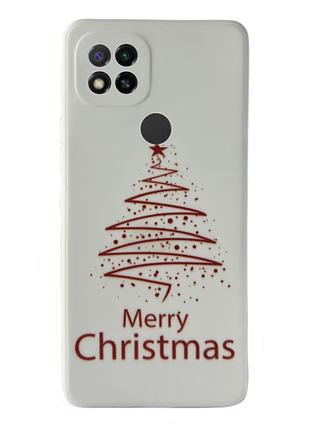 Чехол новогодний premium для xiaomi redmi 9c (02) merry christmas tree белый