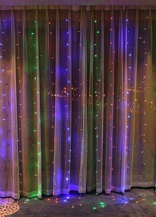 Гірлянда штора, від мережі, 3х3м 480led, синя / світлодіодна гірлянда / гірлянда світлодіодна