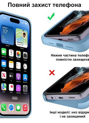 Чехол kassel silicone full case protective для iphone 16 pro с микрофиброй синий cornflower 6