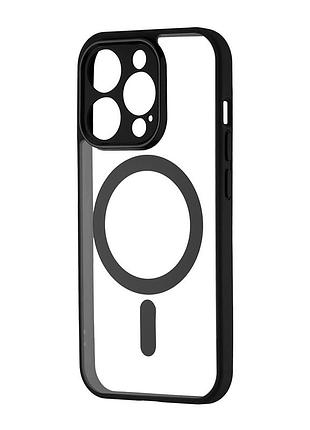 Чехол силиконовый color edge с magsafe защита камеры для iphone 15 pro черный