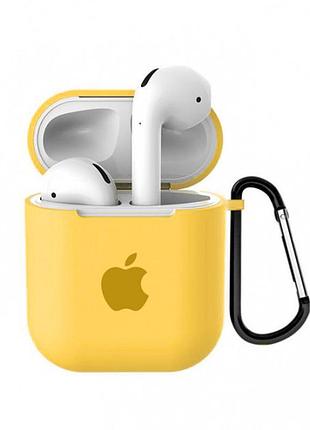 Чехол для airpods logo silicone case с карабином (07) yellow желтый