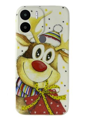 Чехол новогодний premium для xiaomi redmi a1+ (04) новогодний олень белый