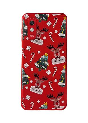Чехол новогодний tpu для xiaomi redmi 9a (08) елка merry christmas красный